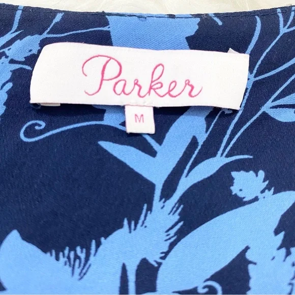 PARKER Floral V-Neck Blue Blouse - Picture 4 of 4